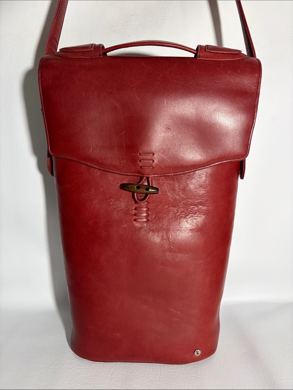 Vinaferro Leather Wine Bag Vintage Red Leather Shoulder Bag & Padded Insert